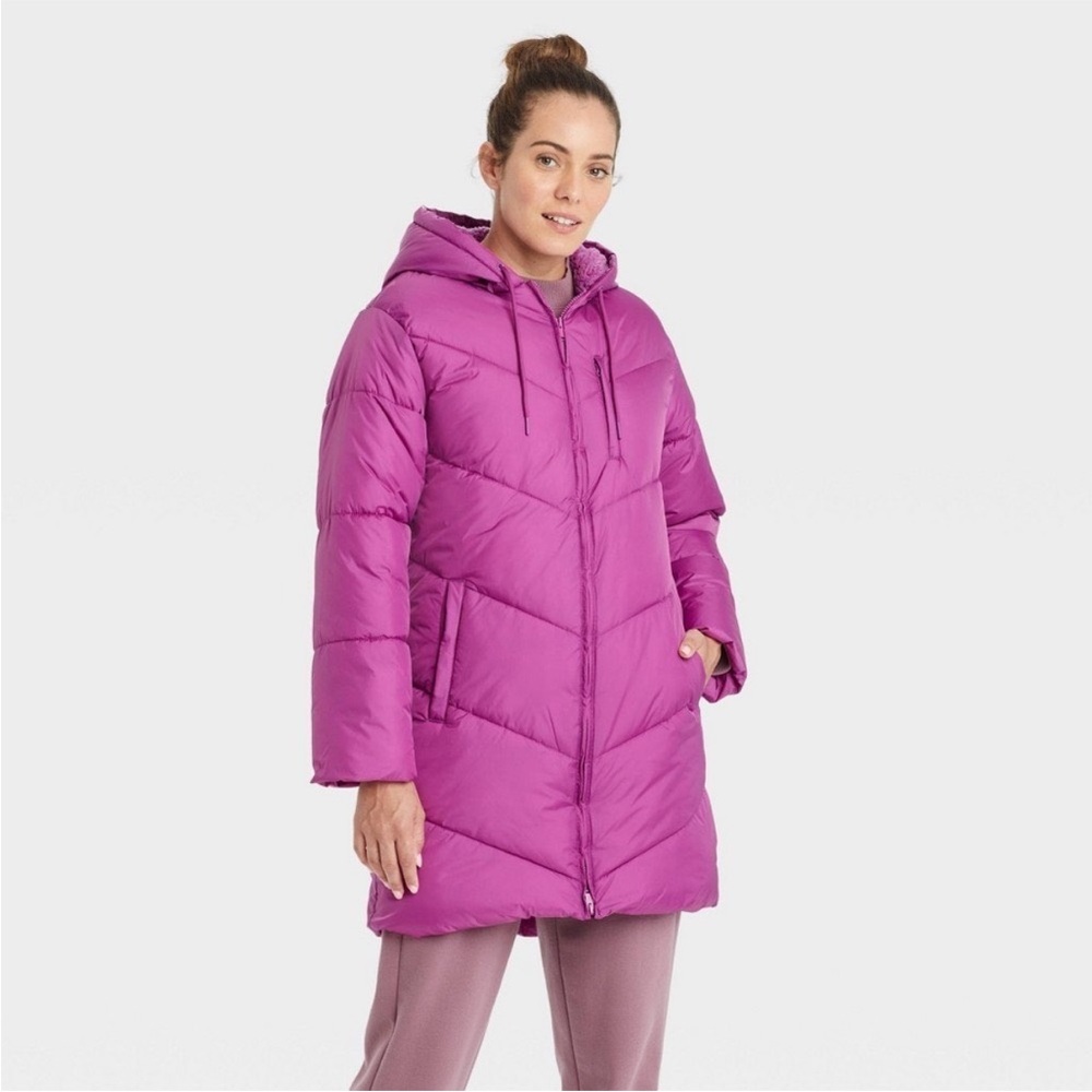 Target Women's Vibrant Pink Hooded Puffer Jacket